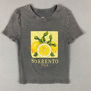 Social Culture‎ Grey Ribbed Sorrento Italy Lemon Graphic T Shirt Women's XS